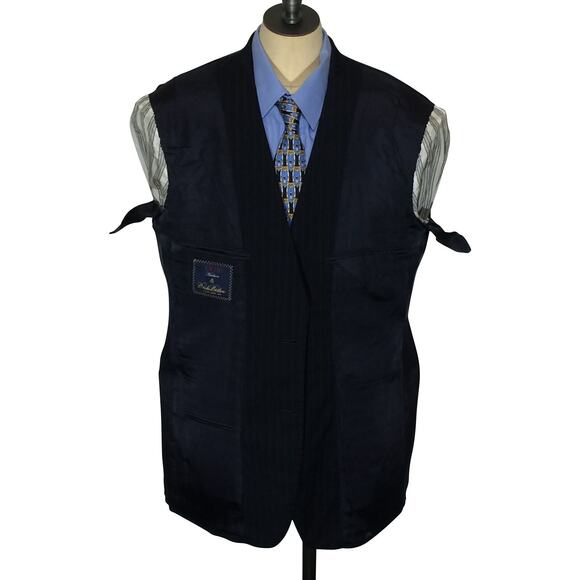 Brooks Brothers 1818 Madison Blue Striped Wool 2 Buttons Suit Jacket Mens 40R - Picture 7 of 9